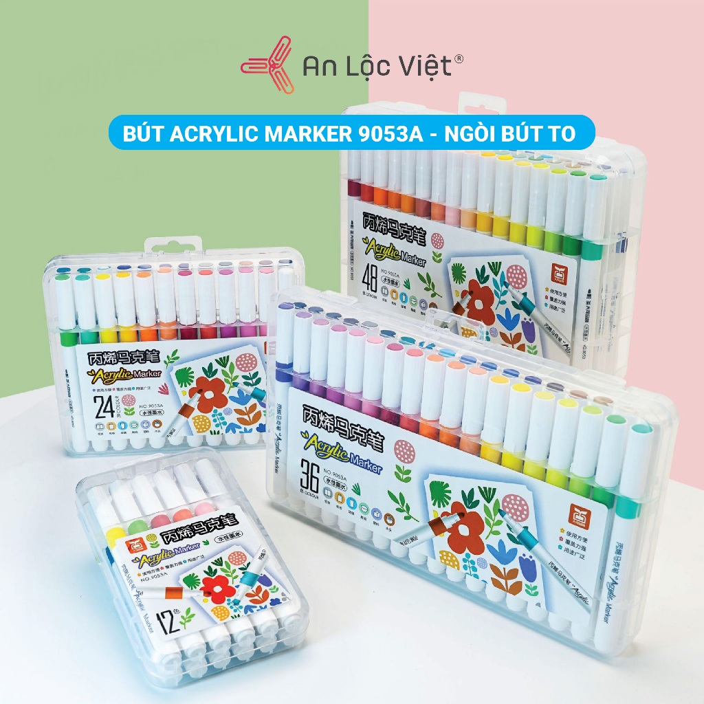[HÀNG CỰC TỐT GIÁ SIÊU XỊN] Bộ màu 60/48/36/24/12 màu ACRYLIC Marker Ngòi To đầu nhọn chống thấm nước dễ dang sử dụng