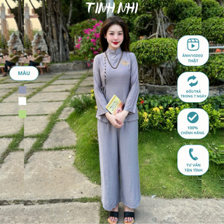 Pháp phục đi lễ đũi thái thêu sen TINH NHI mềm mại thanh lịch PP95