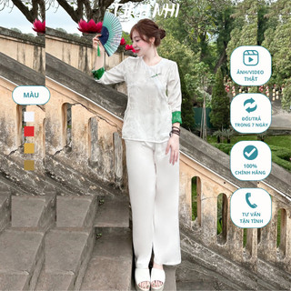 Pháp phục đi lễ lụa gấm vân hoa TINH NHI sang trọng thanh lịch PP99