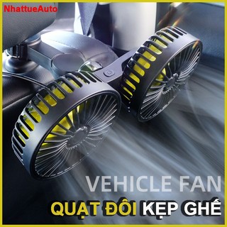 Quạt đôi kẹp ghế ô tô cắm cổng usb 12v/24v quạt quay 360 độ không góc chết