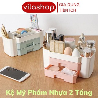 Kệ nhựa đựng mỹ phẩm, khay đựng mỹ phẩm mini có ngăn kéo tiện ích
