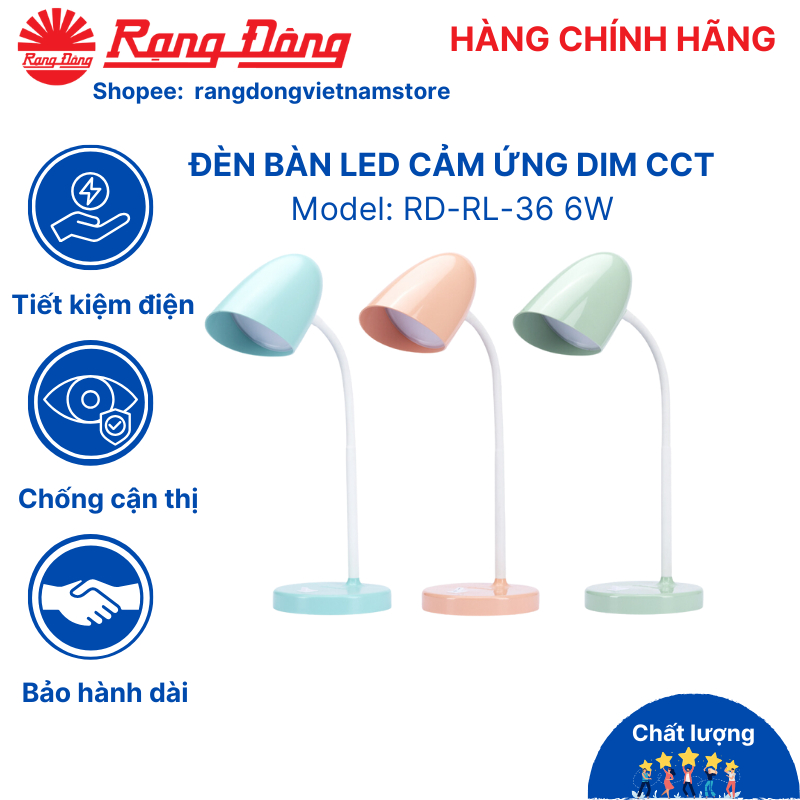 Đèn học Rạng Đông, đèn bàn học, làm việc chống cận, cảm ứng, để bàn bảo vệ mắt Model: RD-RL-38 6W
