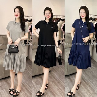 Siuu phẩm váy suông polo chân dập li chữ thêu so hottt hàng freesize