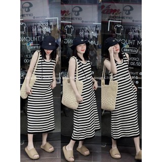 Siuu phẩm váy suông kẻ sát nách so hottt hàng freesize