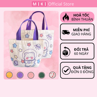 Túi tote MIKI vải canvas nhiều màu in hoạt hình mini kích thước nhỏ, Túi xách nữ, Túi tote vải