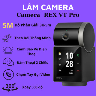 Camera wifi rex vt pro, độ phân giải 3k-5mp, xoay 360 độ, theo dõi thông minh, đàm thoại 2 chiều tại lâm camera