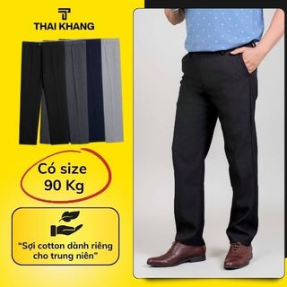 Quần tây nam trung niên Thái Khang vải dày mềm loại quần tây nam ống suông form rộng rãi QTAY21