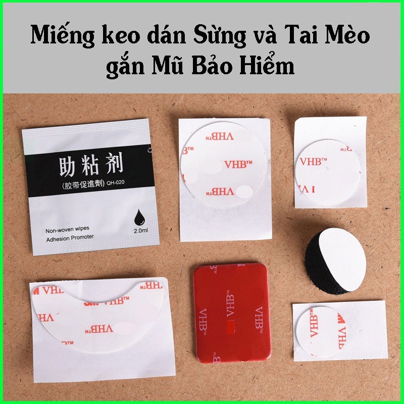 Keo dán 3M 2 mặt,keo dán tai mèo,chong chóng,sừng,miếng dán phụ kiện gắn nón bảo hiểm siêu chắc chắn chuyên dụng gắn mũ