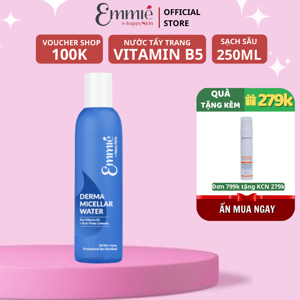 Nước Tẩy Trang Sạch Sâu Không Khô Da Emmie By Happy Skin 250ml không cay mắt, không đắng miệng, không gây khô da