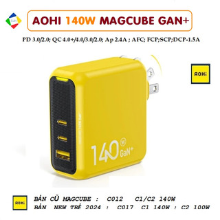 Củ Sạc Aohi 140W Magcube GaN+ AOC-C012 C017 | 2C1A | PD 3.1 | UFCS