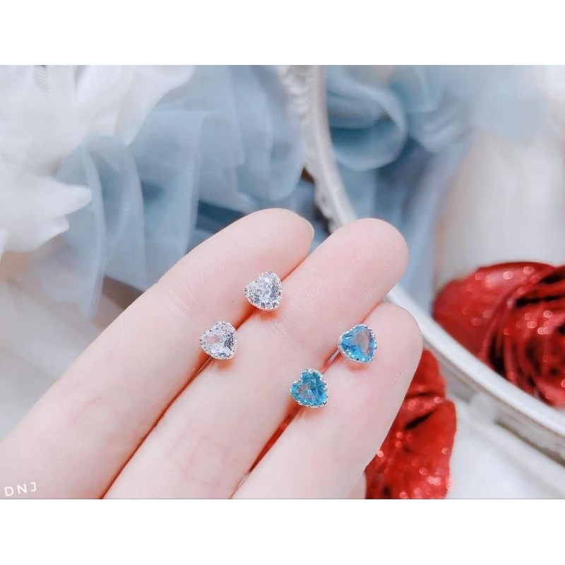 Bông tai nụ tim đá bạc ta