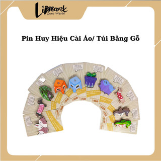 Pin Huy Hiệu Cài Túi Xách/ Áo Dễ Thương, Nhiều Mẫu Làm Bằng Gỗ Thân Thiện Môi Trường Limart