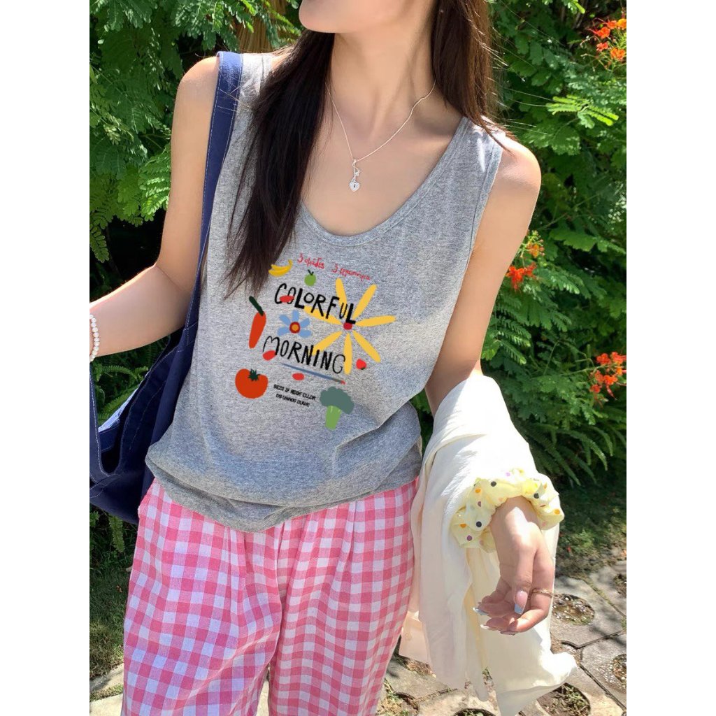 Áo Ba Lỗ Nữ Vải Xược cotton in hình họa tiết  menina_studio, áo ba lỗ nữ mặc hè form rộng in hinh siêu mát