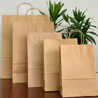 10 Túi giấy Kraft Nâu có quai nhiều size chắc chắn, bền bỉ, an toàn với môi trường-QUANNAOCUNGCAN