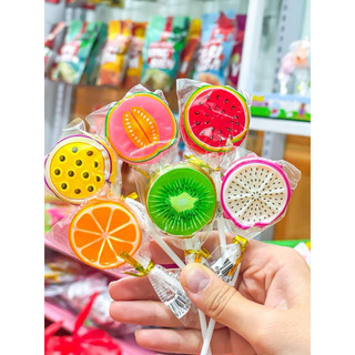 Kẹo mút hoa quả hương trái cây , Kẹo que hình cute sắc màu