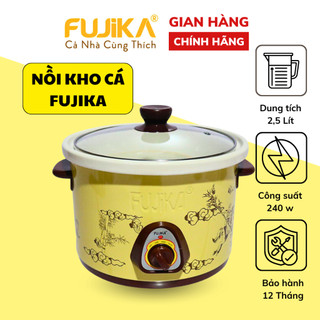 Nồi kho cá lòng sứ FUJIKA, Dung tích 1.5L-2.5L, Công suất 140W - Bảo hành chính hãng 12 tháng