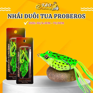 Nhái giả câu lure Proberos đuôi mềm, nhái nhảy 3D thu hút cá