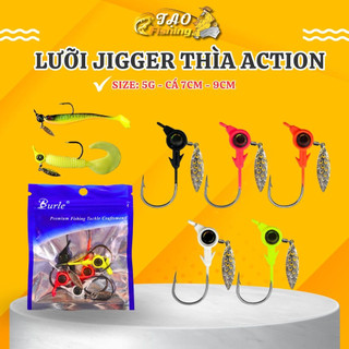 Lưỡi câu mồi mềm Jighead action có thìa mắt cá 3D cao cấp