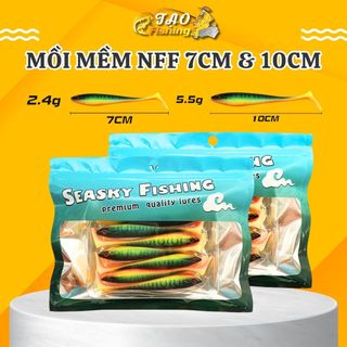 Mồi mềm NFF chính hãng, câu cá lóc, chẽm size 7, 10cm gói 7 con