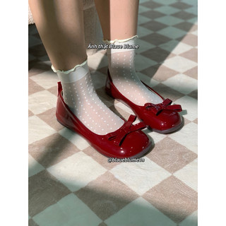 𝐁𝐥𝐚𝐮𝐞𝐁𝐥𝐮𝐦𝐞🦋 (Form to lùi 1 size) Giày búp bê nơ nhỏ