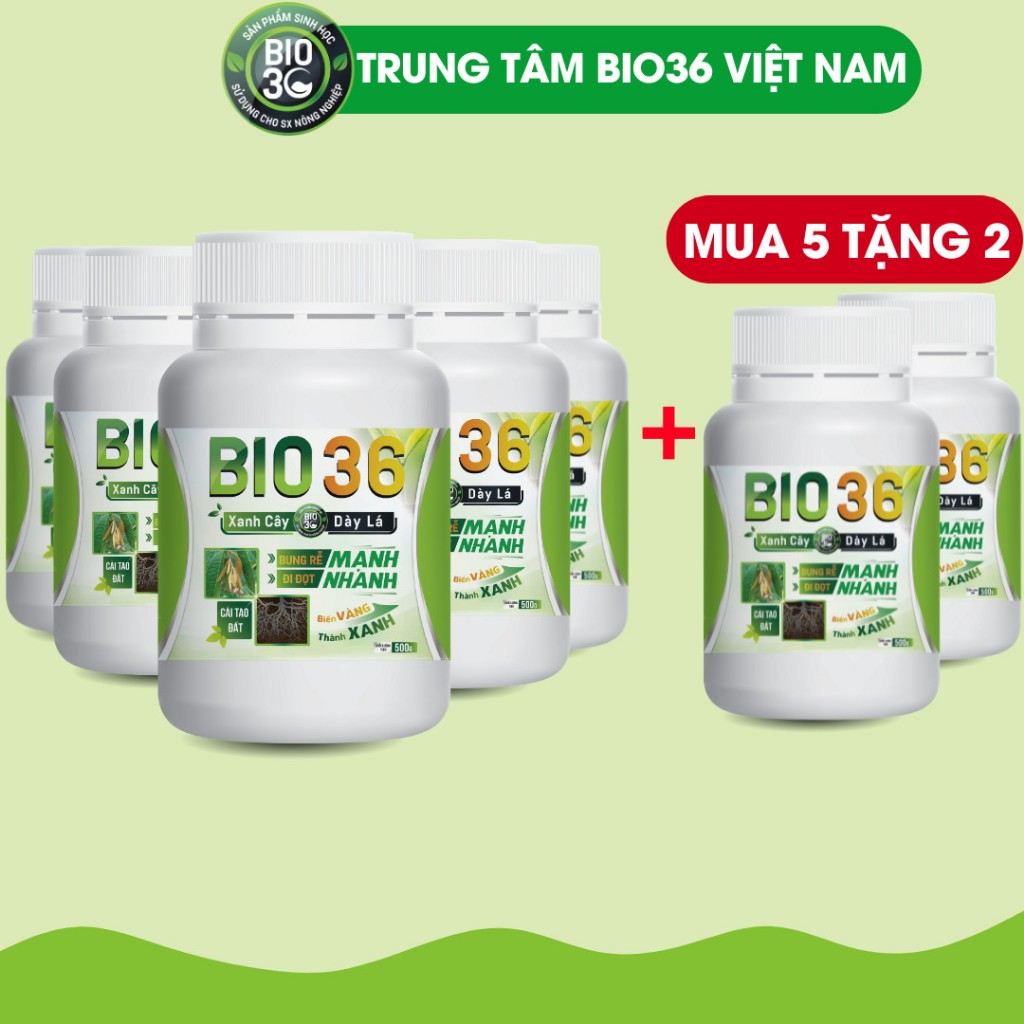 [Shopee Mall Bio36] Combo 5 BIO 36 tặng 2 Siêu Kích Rễ Đi Đọt Nhanh Xanh Cây Dày Lá Cải Tạo Đất 500g