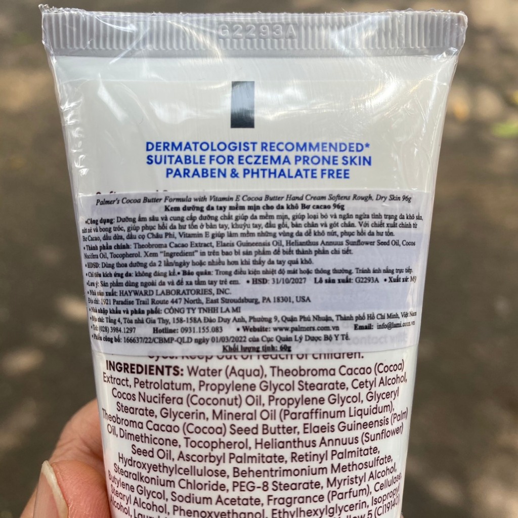 Kem dưỡng da tay Bơ Cacao Palmer’s Dry Skin Concentrated Cream 96g - mềm mịn cho da khô