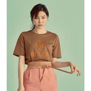 Áo phông cotton xuất Hàn màu nâu nhạt dư xịn