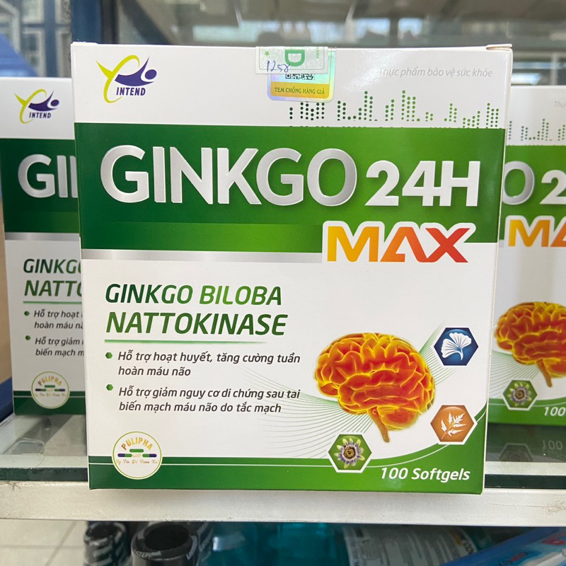 Hỗ trợ hoạt huyết, tăng cường tuần hoàn não Ginkgo 24H Max hộp 100 viên