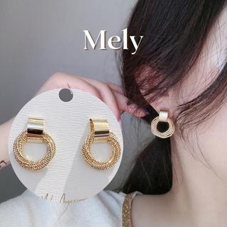 Bông tai khoen cá tính mạ vàng kiểu dáng hiện đại sang trọng - Mely 1417