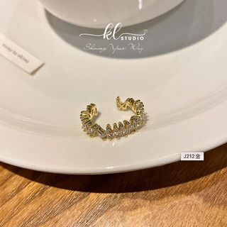 Nhẫn nữ zigzag nhẫn đính đá hình lượn sóng nhẫn mở đính đá - r18