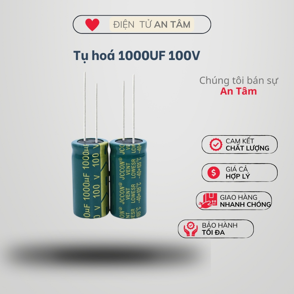 Tụ lọc nguồn 100V 1000UF chính hãng JCON điện tử an tâm