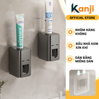 Bộ nhã kem đánh răng KANJI dán tường, dụng cụ lấy kem đánh răng tự động chất liệu nhôm hàng không cao cấp chống gỉ sét