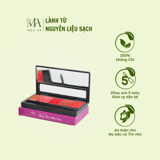 Khay Son Lì Hoa Lan Mộc An 5 Màu Tiết Kiệm, Không Chứa Chì, Dưỡng Môi Mềm Mịn 9g