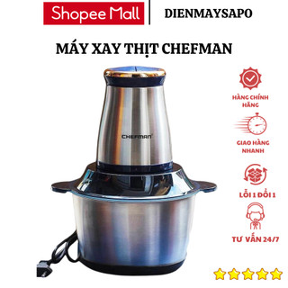 Máy xay thịt Chefman CM822i dung tích 2l cối inox lưỡi dao 4 cánh, có cối bóc hành tỏi.