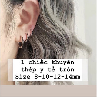 1 chiếc khuyên tai thép y tế tròn trơn