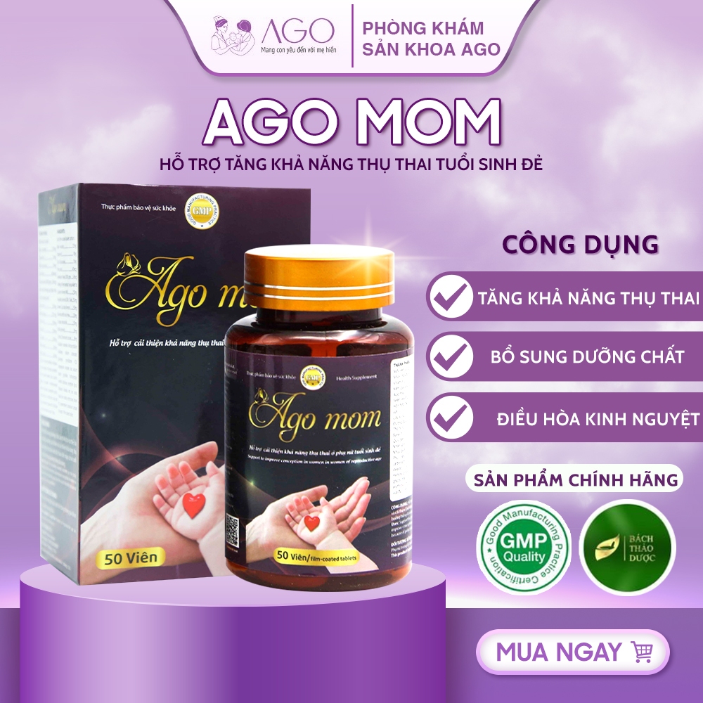 Sản Phẩm Ago Mom - Hỗ trợ tăng khả năng thụ thai, giảm vô sinh hiếm muộn ở phụ nữ (50 viên) ..