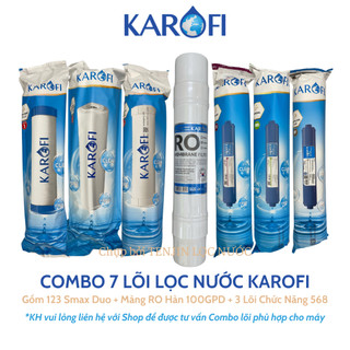 Combo 7 lõi lọc nước karofi gồm lõi 123 smax duo - màng ro100gpd hàn - 3 lõi chức năng t33 mineral nano s-s027, s-s137