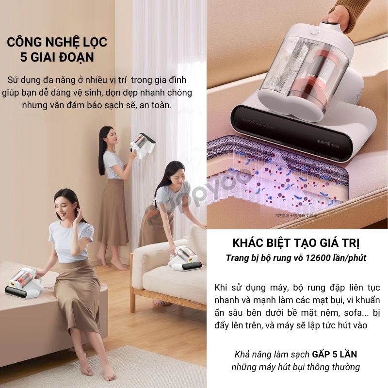 Máy hút bụi giường nệm, thảm, sofa DEERMA CM980 đa năng, lực hút 13000Pa - Bảo hành 12 tháng