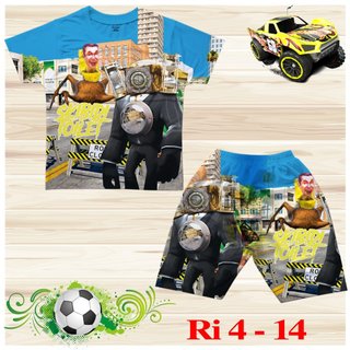  Đồ bộ cho bé trai hình Skibidi Toilet Camera Man size từ 18-36kg chất thun lạnh thái mềm mát
