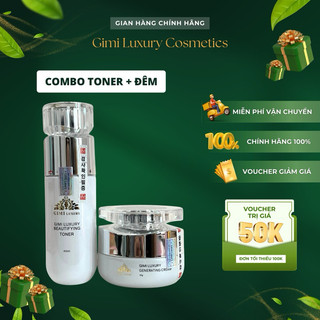  {Chính Hãng 100%} ComBo Kem Đêm + Toner  nước hoa hồng   GiMi Luxury Hàn Quốc,dưỡng trắng,làm sạch sâu 