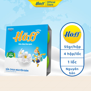 Sữa chua ăn trẻ em Hoff vị nguyên bản bổ sung men lợi khuẩn hỗ trợ tiêu hóa, 1 lốc (4 hộp x 55g)