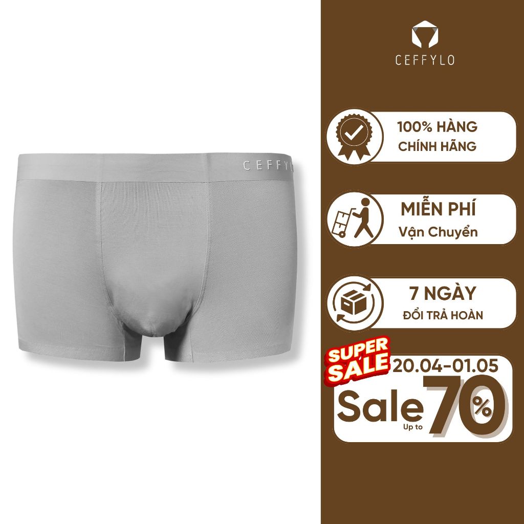 Pack 1 Sịp Đùi Màu Xám Nhạt Trơn, Chất Liệu Cotton Co Giãn, Thoáng Mát - CEFFYLO