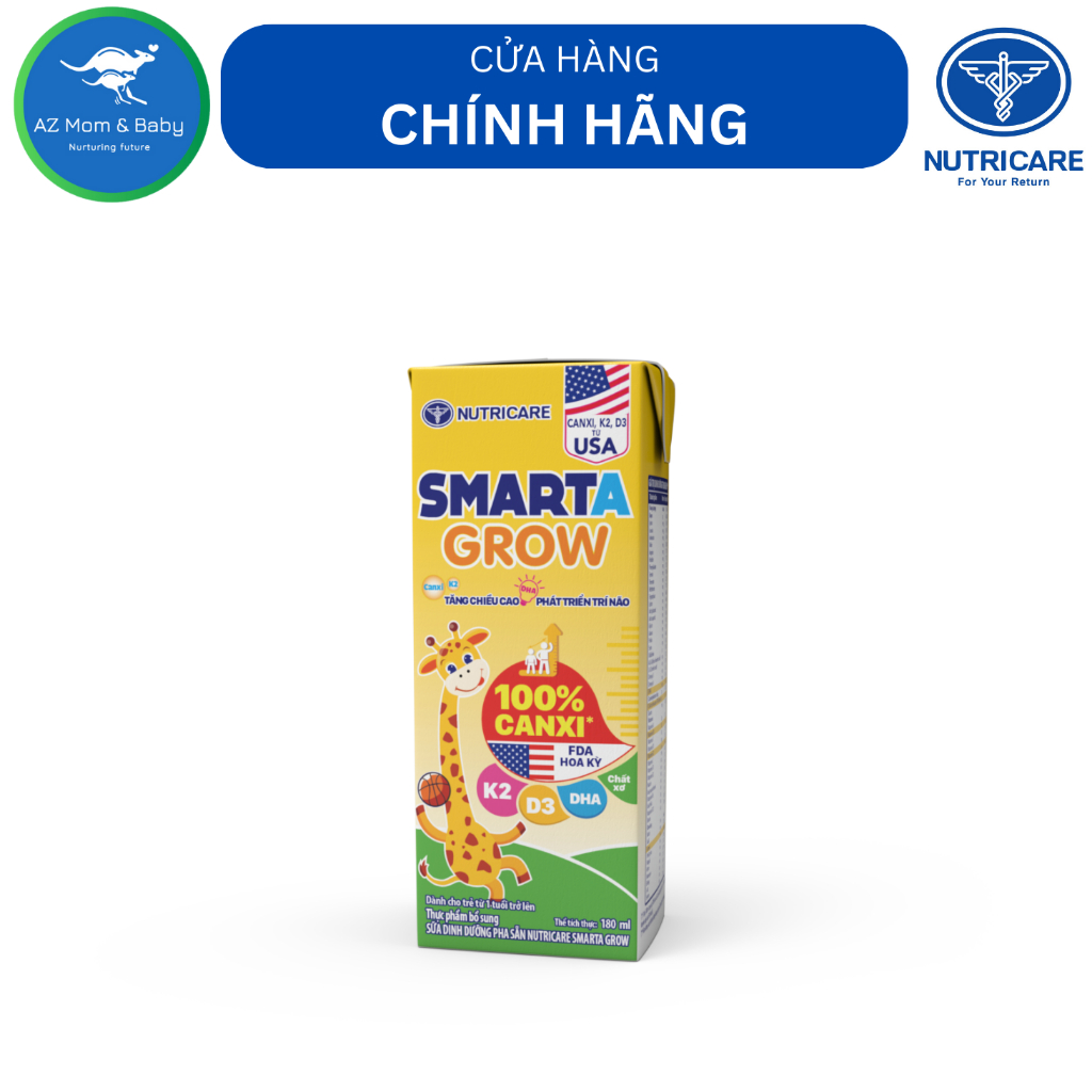 Thùng sữa công thức pha sẵn Nutricare Smarta Grow (180ml x 48 hộp)