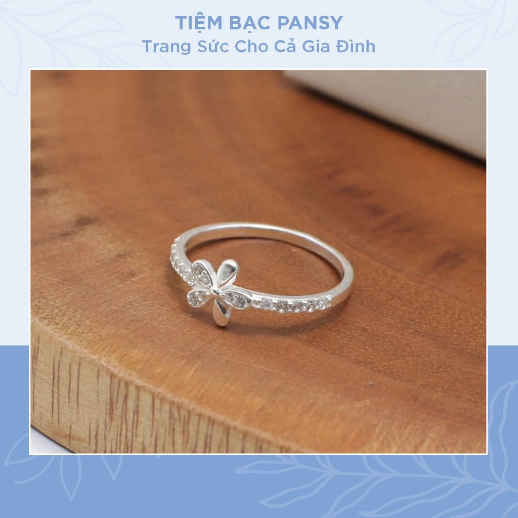 Nhẫn bạc nữ PANSY hình bông hoa đính đá nhỏ xinh - Nhẫn nữ bạc ta thật đẹp