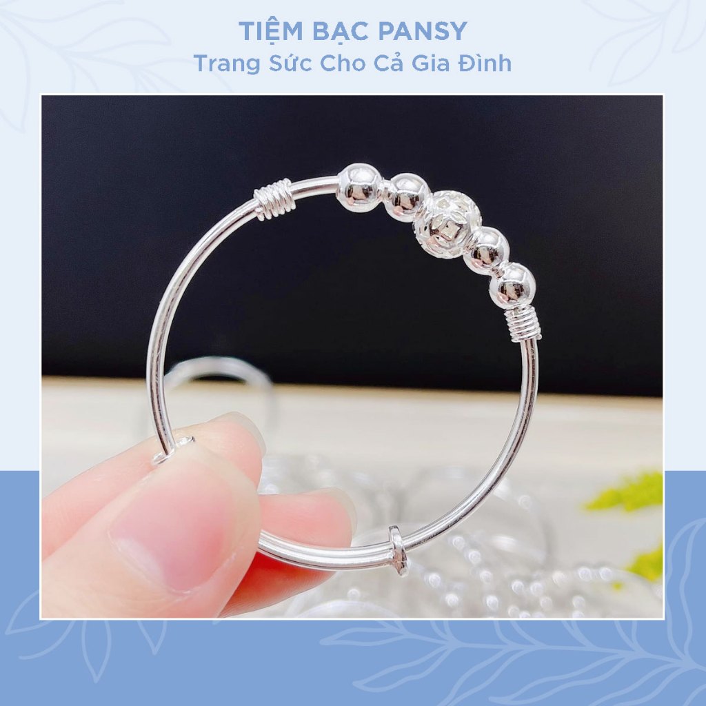 Vòng bạc cho bé hoạ tiết kim tiền PANSY - Lắc bạc trẻ em phối bi cao cấp