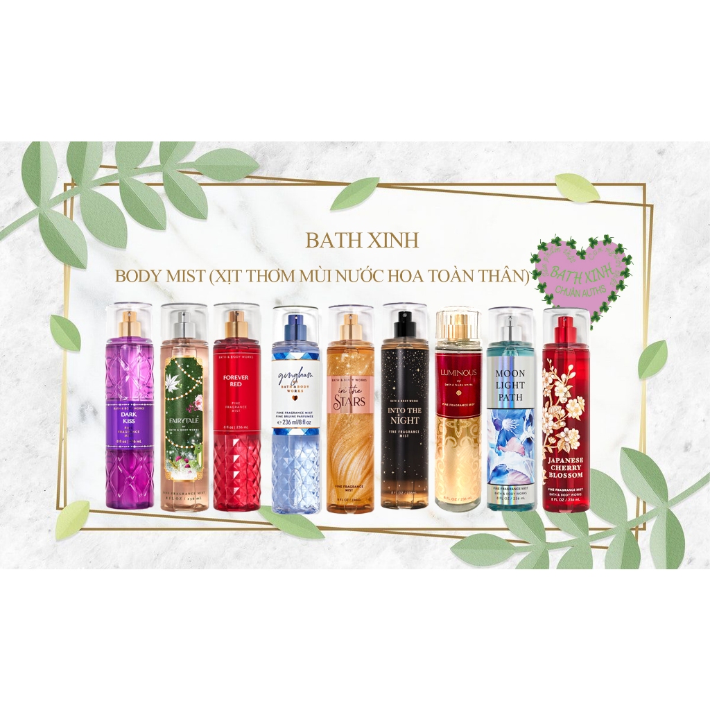 mist xịt toàn thân cho nữ mẫu mới nhất của bath body works 236ml