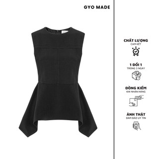 Áo sát nách kiểu peplum GYOMADE® màu đen tôn dáng thanh lịch