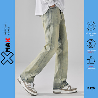 Quần jean nam ống suông dài Xmax quần bò nam cap thường form basic co giãn phong cách thể thao B120