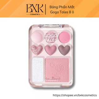 Bảng phấn mắt 8 ô GOGO TALES trái tim highlight bắt sáng má hồng kèm sticker bền màu lâu trôi
