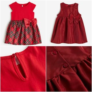 Váy xòe caro đỏ nơ HM H&M _hàng chính hãng authentic